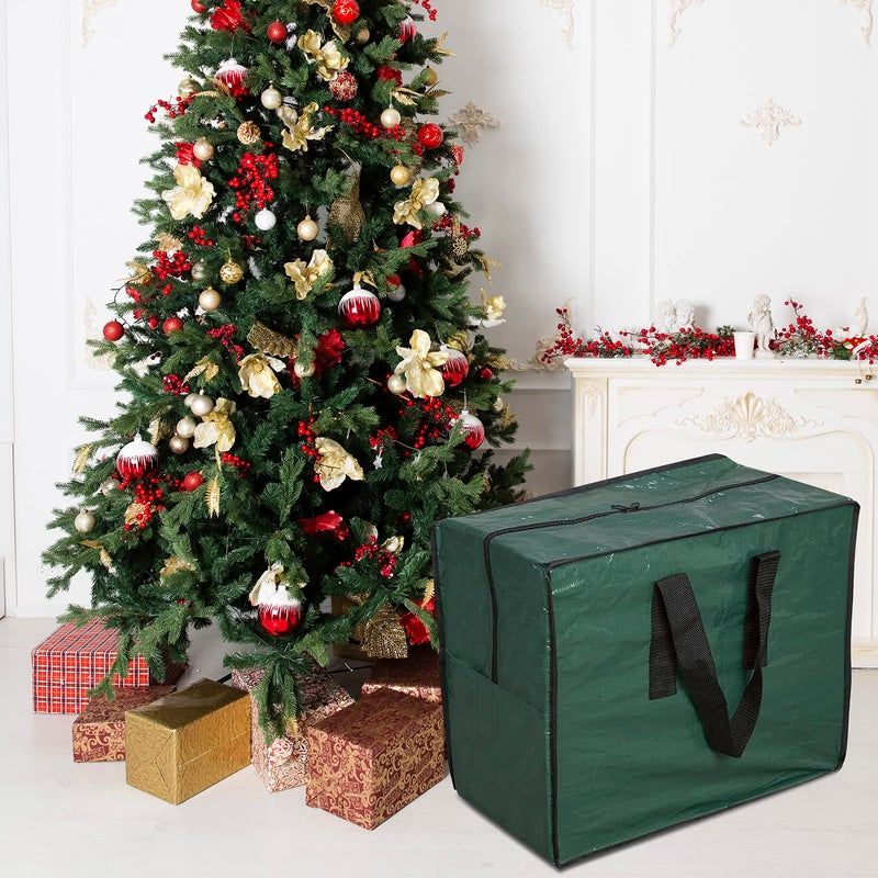 ProPik Christmas Ornaments Storage, Holiday Accessories Bag Tear-Proof Tarp 18 X 10 X 15 with Handles and Full Length Zipper (Green) - Image 5